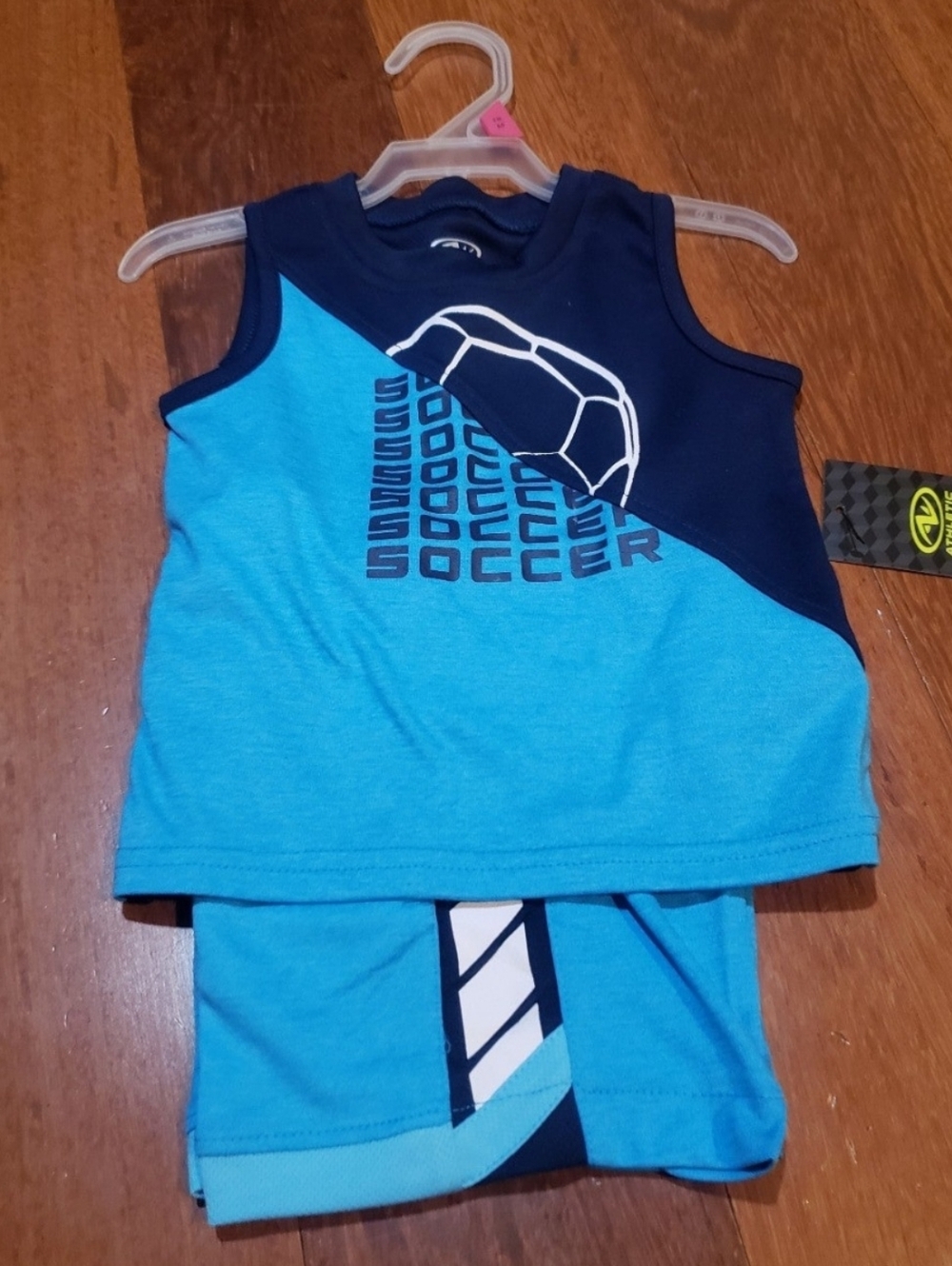🌻 NWT Baby Boy Blue Activewear Soccer 2pc Full Outfit Set Size 18M